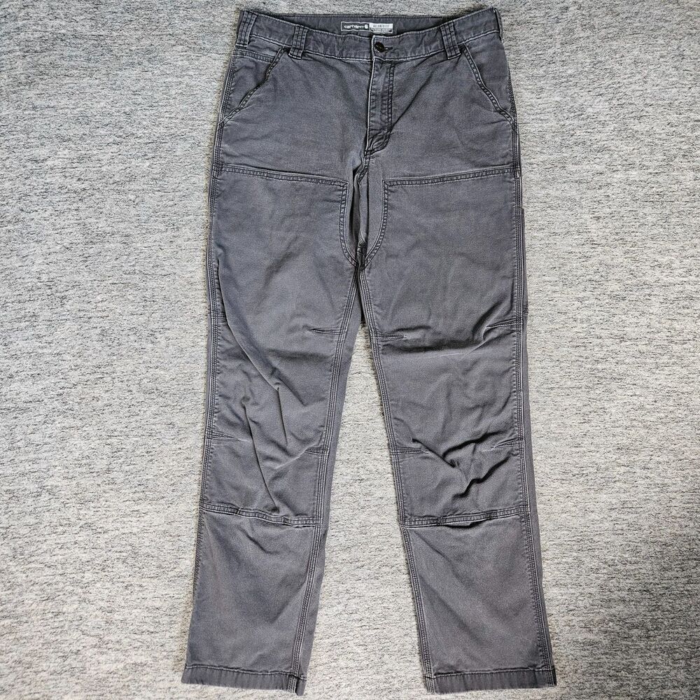 Carhartt Canvas Double Knee Relaxed Fit Pants Mens 34x32 Gray 102802-029 Stretch